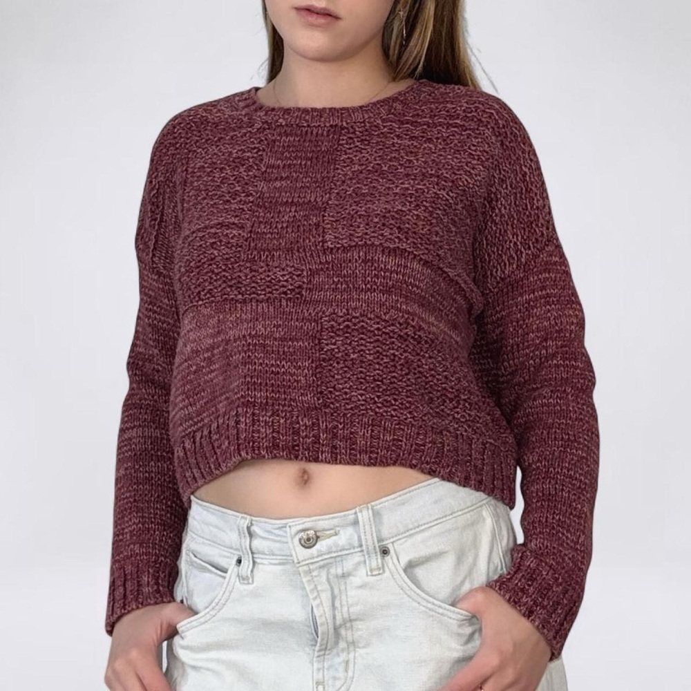 La Hearts Burgundy Crew Neck Sweater